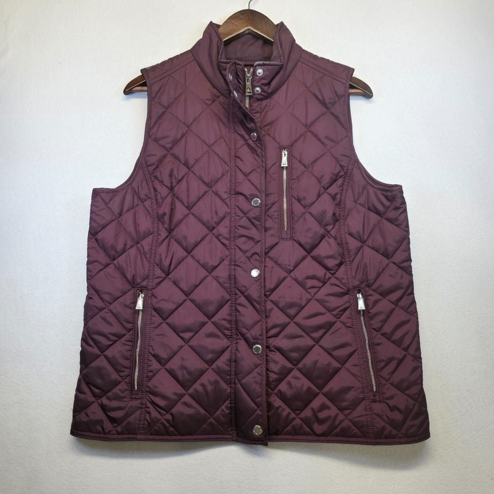 Lauren Ralph Lauren Women's Burgundy Quilted Puffer Vest Size L NWOT *Defect*